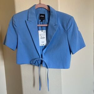 NWT: Zara Blue Cropped Blazer